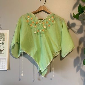 Embroidered Linen Poncho